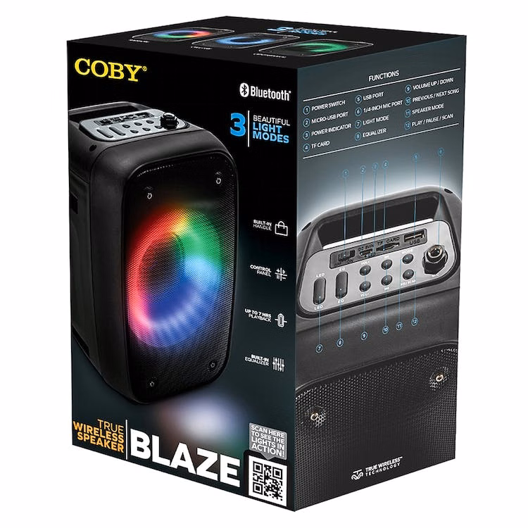 COBY Blaze True Wireless Party Speaker - Black