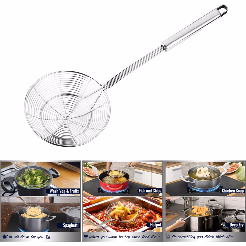 Solid Stainless Steel Spider Strainer Skimmer Ladle