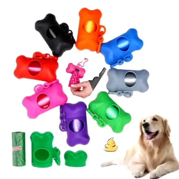 Custom Bone-Shaped Dog Poop Bag Dispenser w/ Leash Hook — Pet Care Essential 1