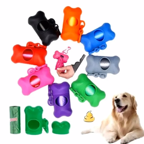 Custom Bone-Shaped Dog Poop Bag Dispenser w/ Leash Hook — Pet Care Essential