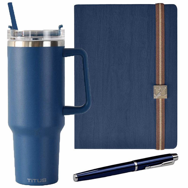 TiTUS® 30 oz Travel Mug, Melange Executive Notebook & Pen Gift Set