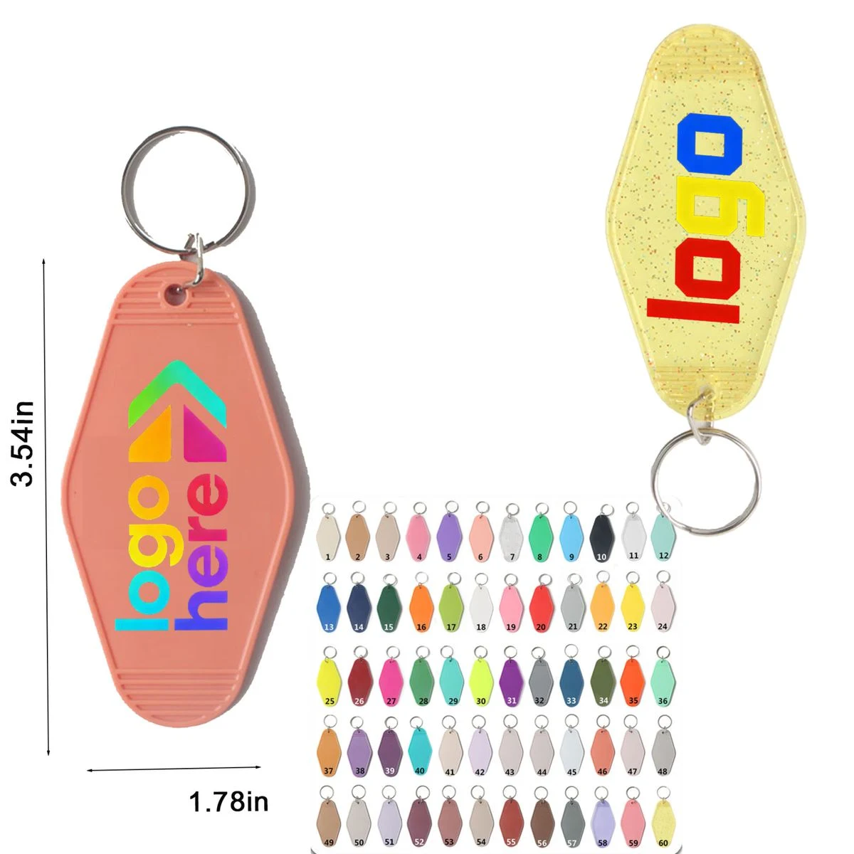 Plastic Hotel Key Tag, Diamond Shape Room Number Tag 1