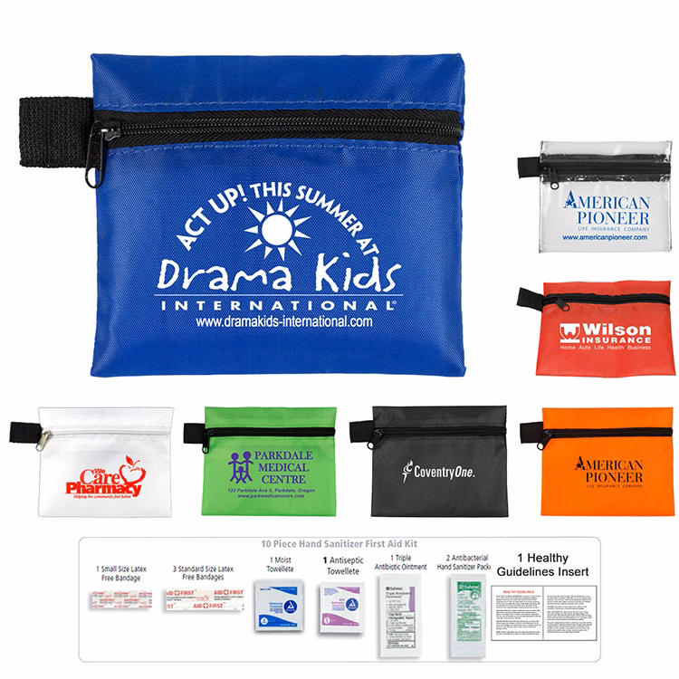 "SAFETY ZIP" 10 Piece Hand Sanitizer First Aid Kit