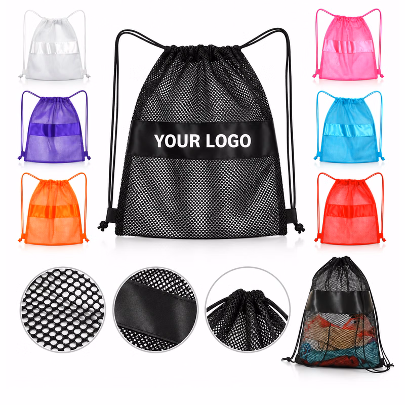 Mesh Drawstring Backpack With Adjustable Shoulder Straps
