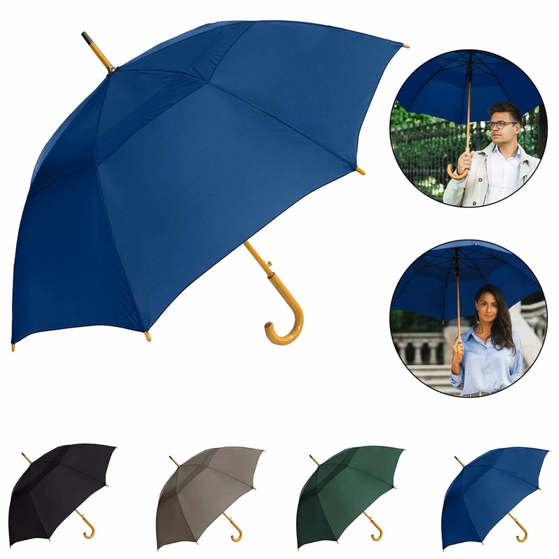 Umbrella with curved handle