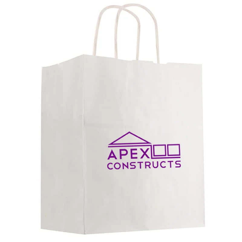 Kraft Paper White Shopping Bag - 13" x 17" 1