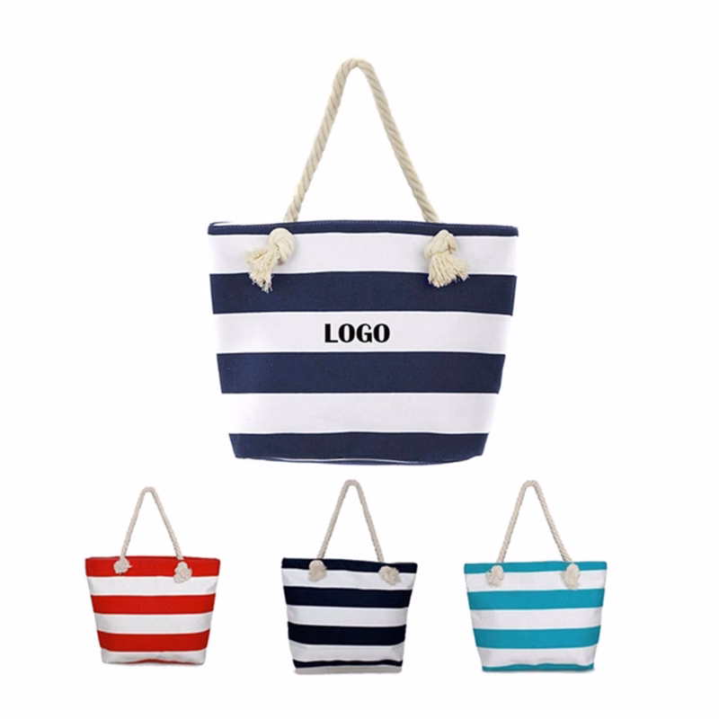 Knotted Rope Tote Stripes Bag