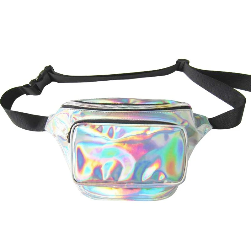 Clear Neon Vinyl Hologram Fanny Pack Belt Waist Bum Bag Laser Travel Beach Purse 1