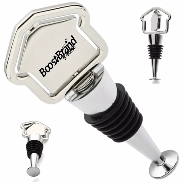 Custom House-Shaped Laser Engraved Wine Stopper — Real Estate Client Gift