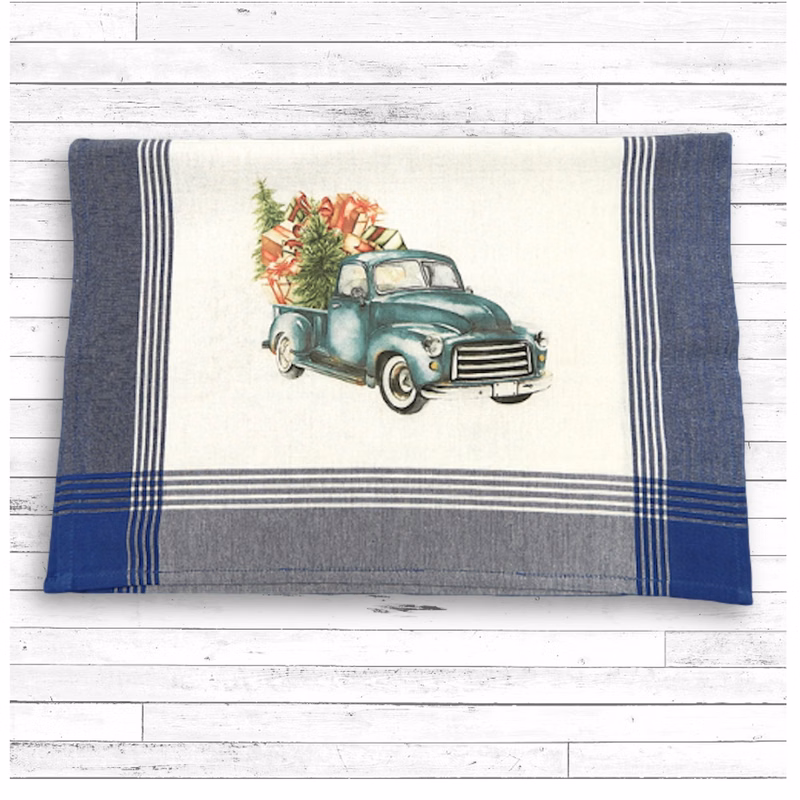 Blue/White Plaid Kitchen Towel with Custom Print