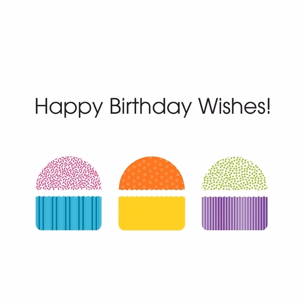 Colorful Cupcake Wishes Birthday Greeting Cards
