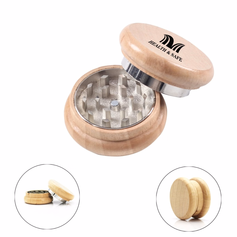 Two-Layer Solid Wood Magnet Smoke Grinder