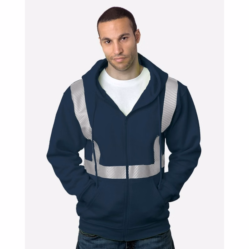 Bayside USA-Made Hi-Visibility Full-Zip Hooded Sweatshirt - Segmented Tape - 3737