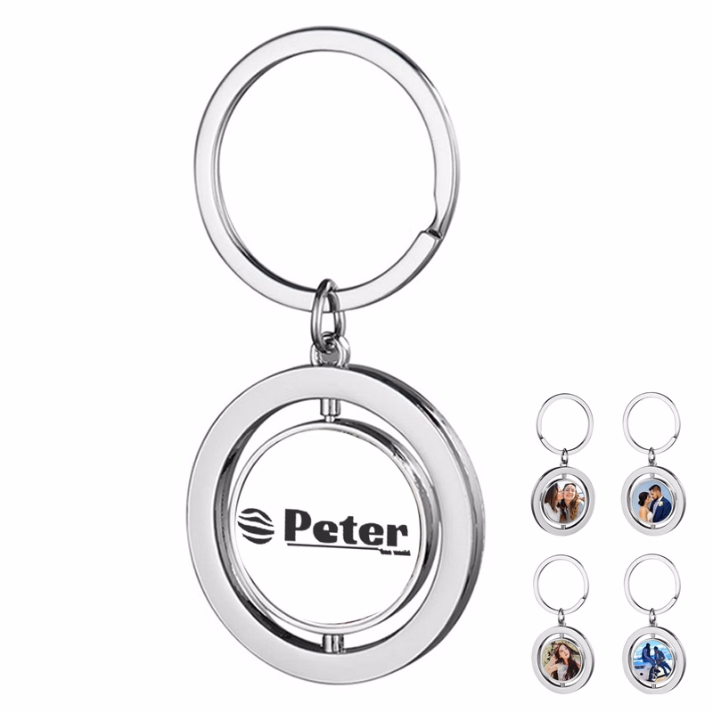 Zinc Alloy Double-Sided Rotatable Keychain