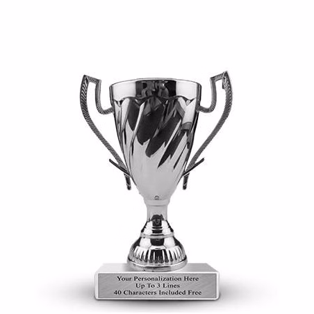 Cup Trophy: 5.5", 3x2" black round base w/ 4.7" pl