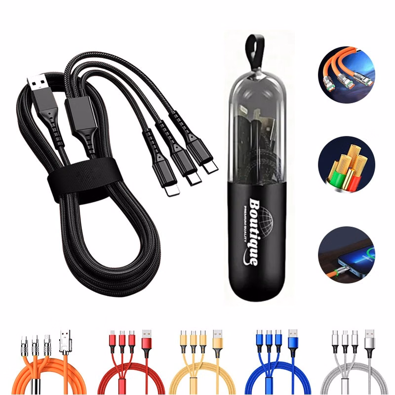 3" 1 Fast Charging Cable In Capsule Case With Key Loop