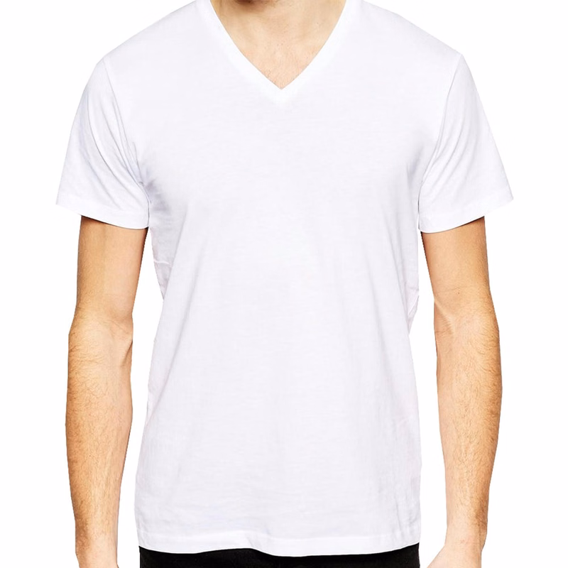 V Neck T-Shirts - White Medium