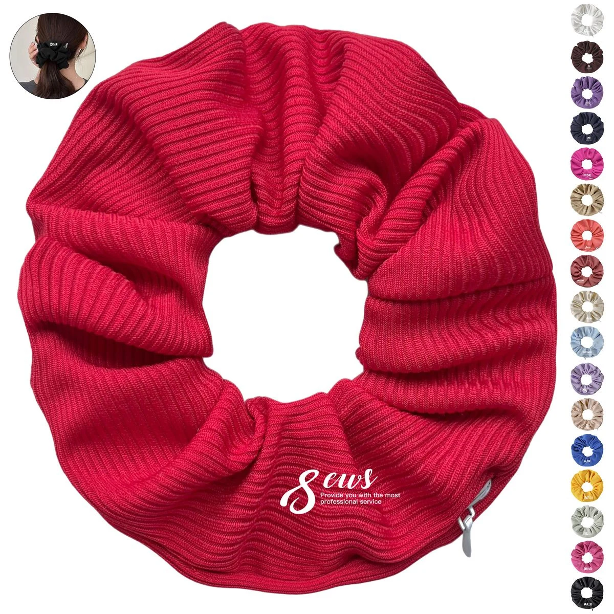 Polyester Scrunchie with Hidden Zipper Pocket 1