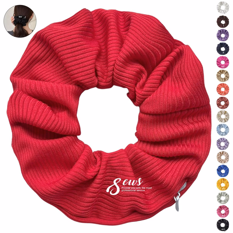 Polyester Scrunchie with Hidden Zipper Pocket