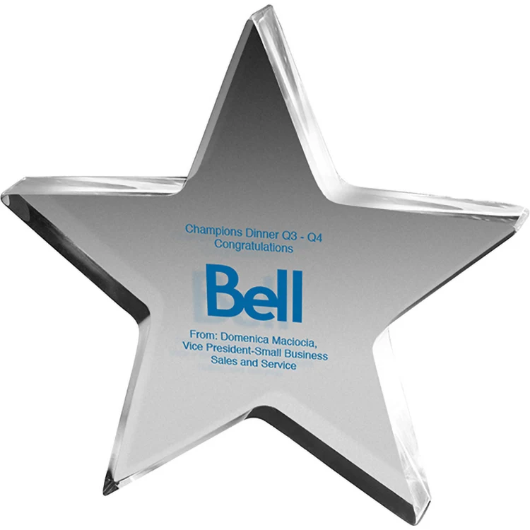 Clear Star Acrylic Paper Weight (5"x 5"x 3/4") Screen-Printed 1