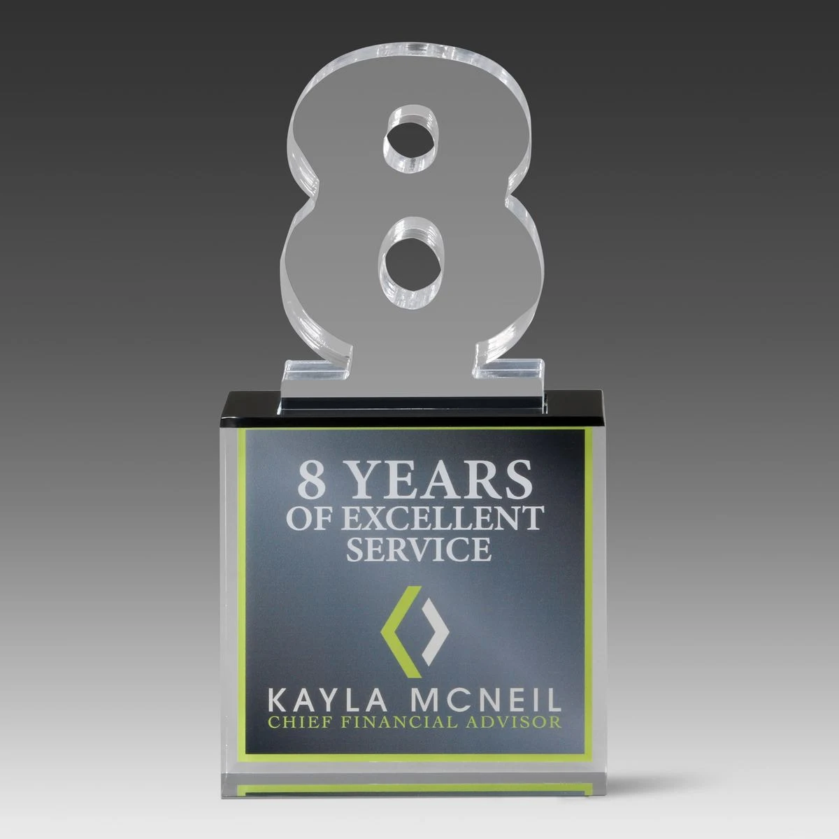 Recognition Number Award 8 (4" x 8" x 1") 1