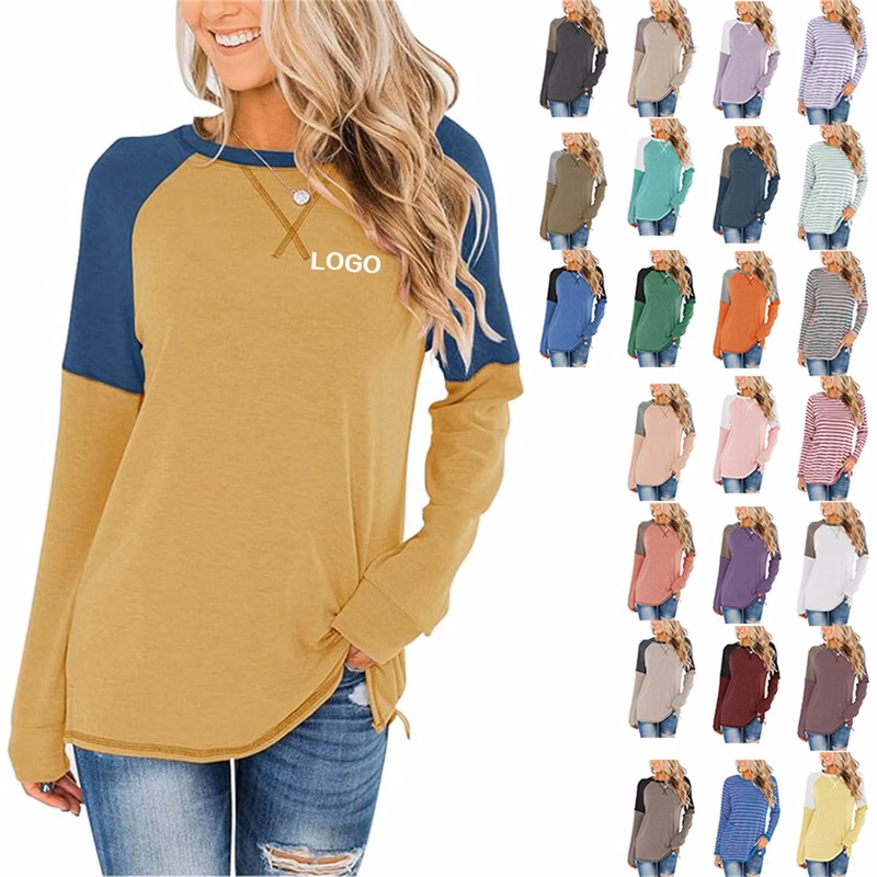 Women's Crew Neck Color Block Blouse