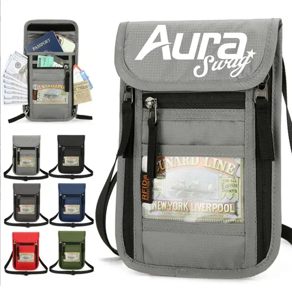 Custom RFID Blocking Crossbody Travel Pouch With Shoulder Strap — Full-Color Security 1