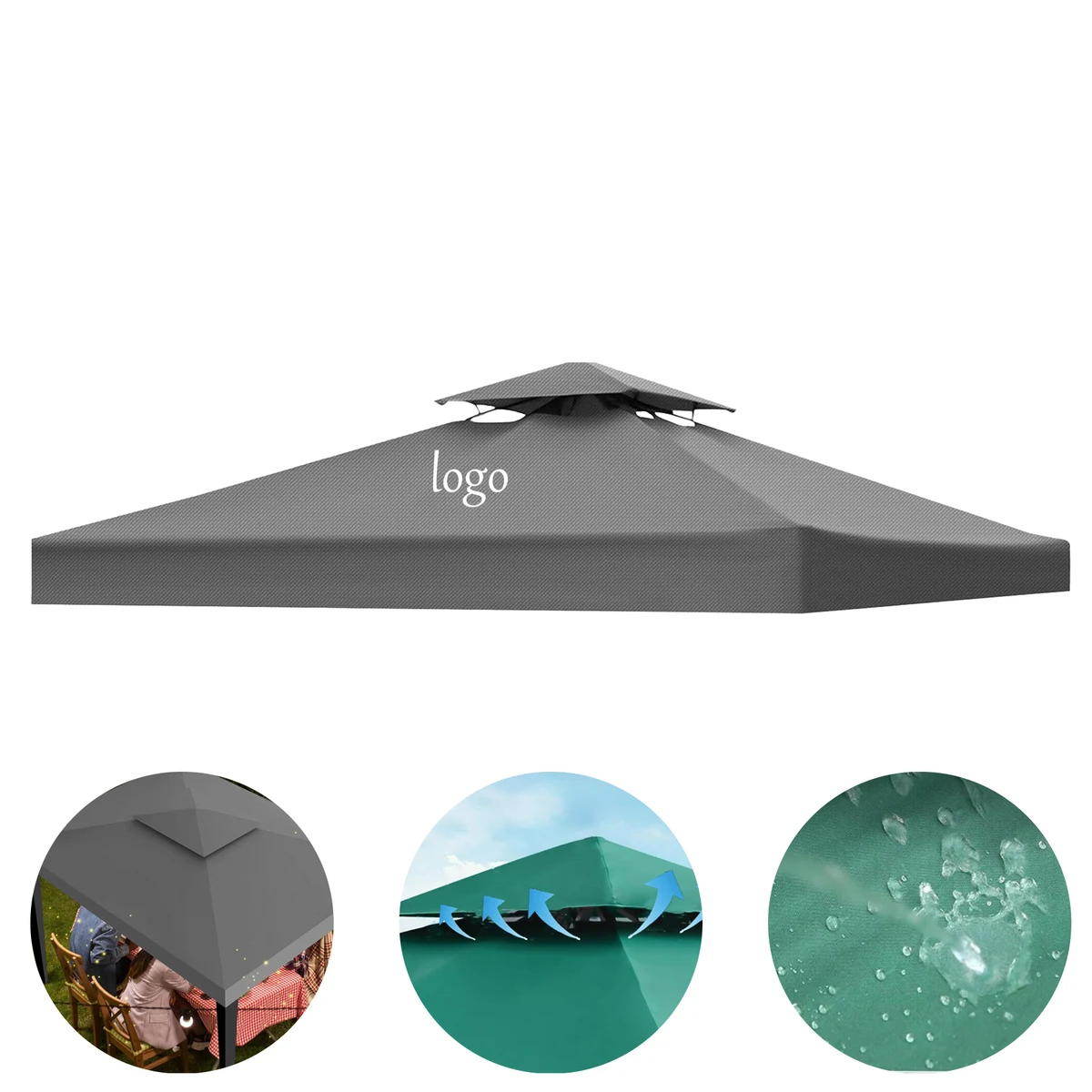 Outdoor Canopy Tarp with Double Roof, custom garden tool with logo imprint 1