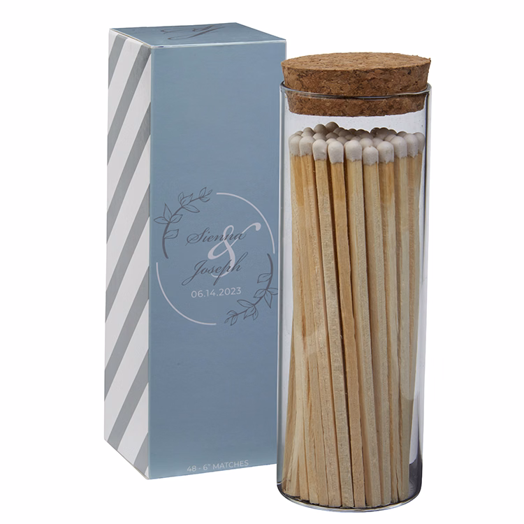 "Alight" Glass Match Stick Jar - 48 count - with Fully Customized Gift Box