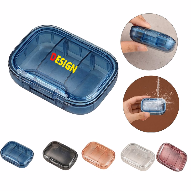 Portable 3 Grid Medication Box