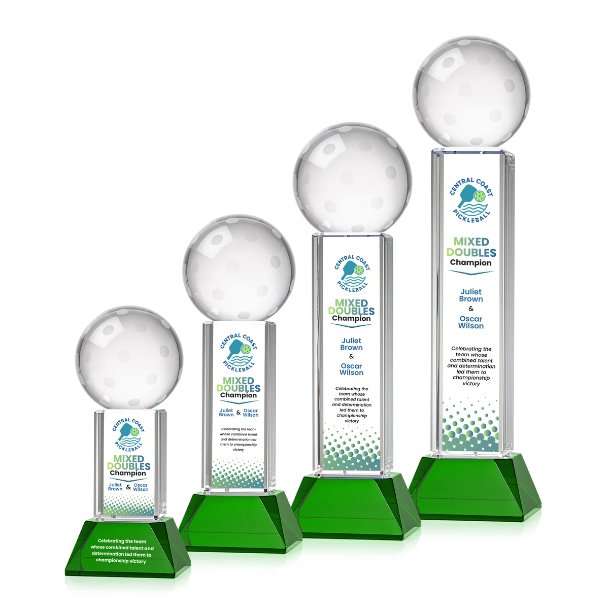 Pickleball VividPrint™ Award on Stowe Base - Green 1