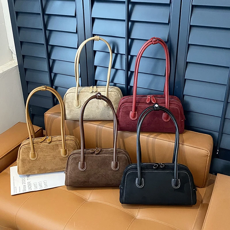 Suede Handbag with Leather Trim Stylish & Versatile 1