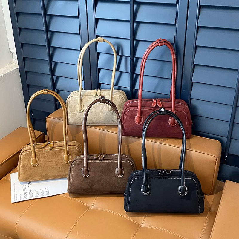 Suede Handbag with Leather Trim Stylish & Versatile