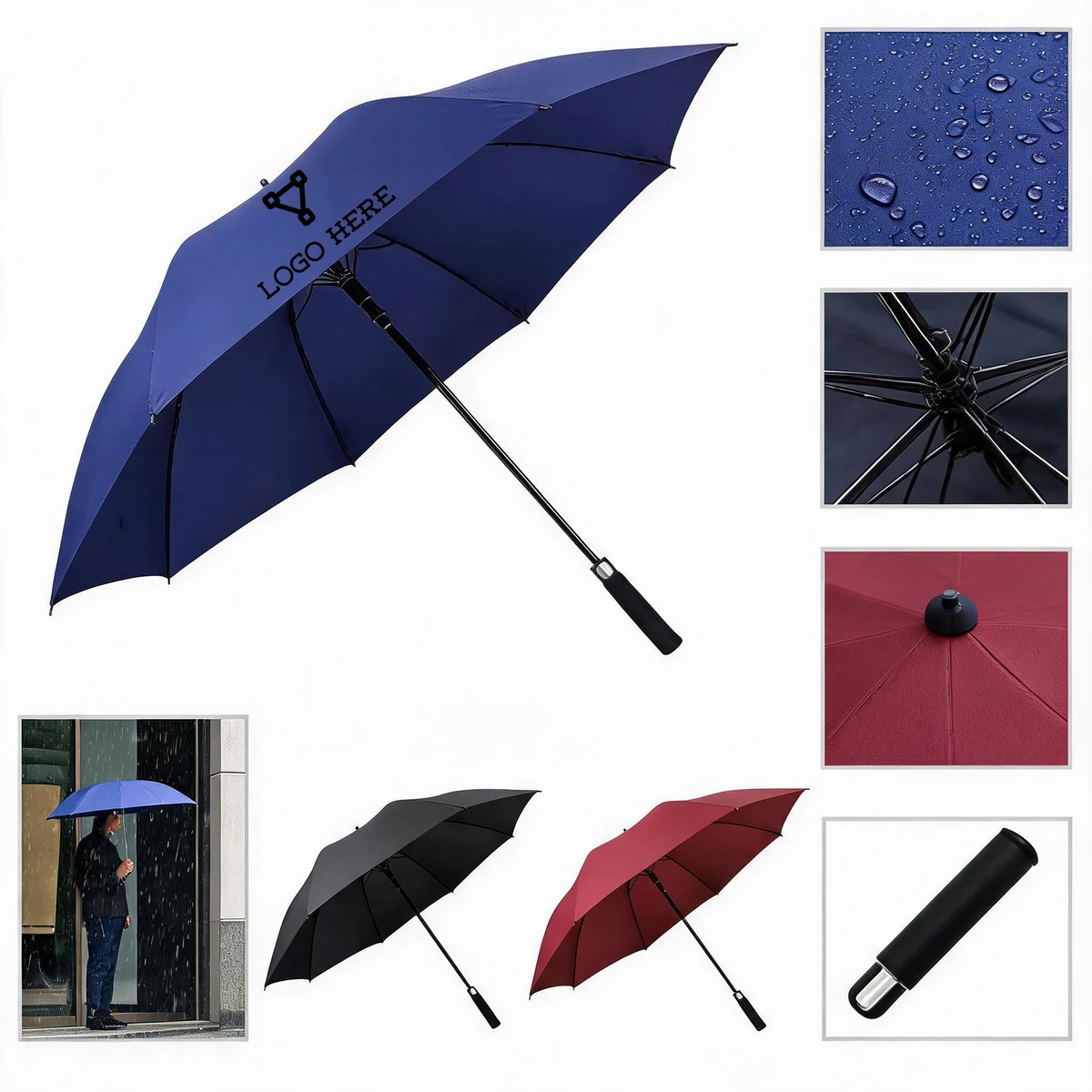 Oversized Fiberglass Rib Golf Umbrella for Rain & Sun 1