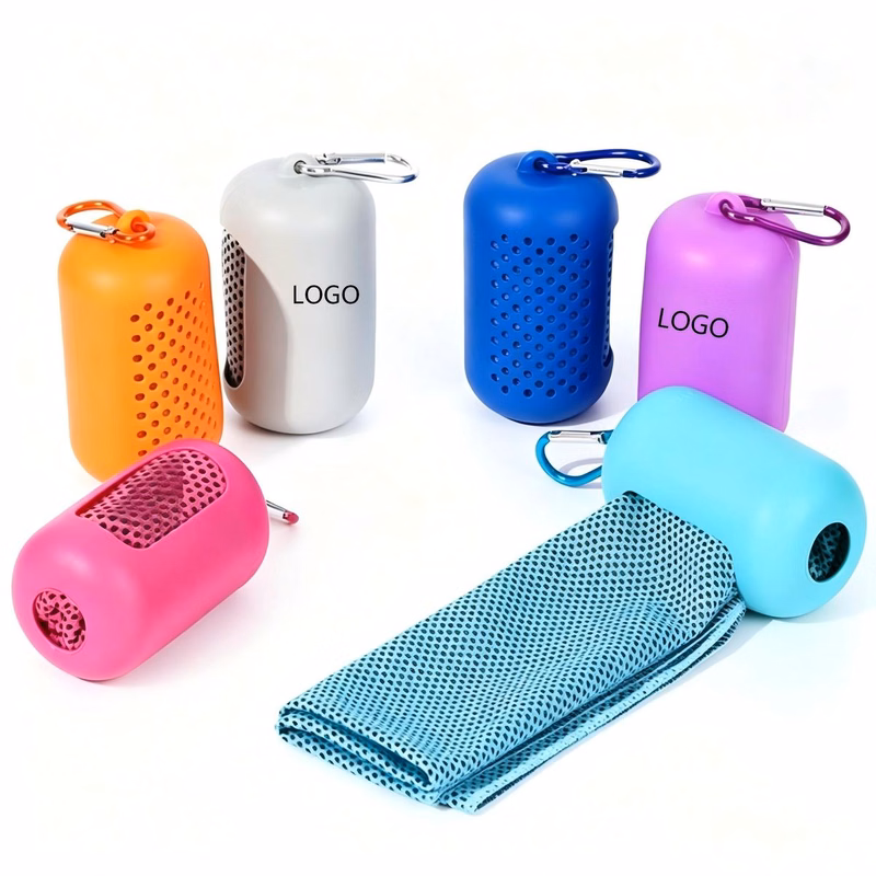 Instant Cooling Towel in Silicone Case with Carabiner Clip