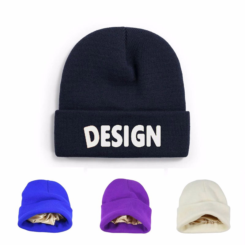 Kinitted Beanie Cap With Satin Lined
