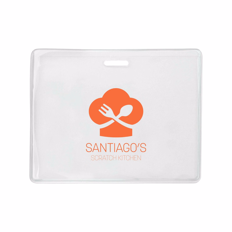 3.91" W x 3.06" H - Horizontal Clear Vinyl Badge Holder (1 Color Imprint)