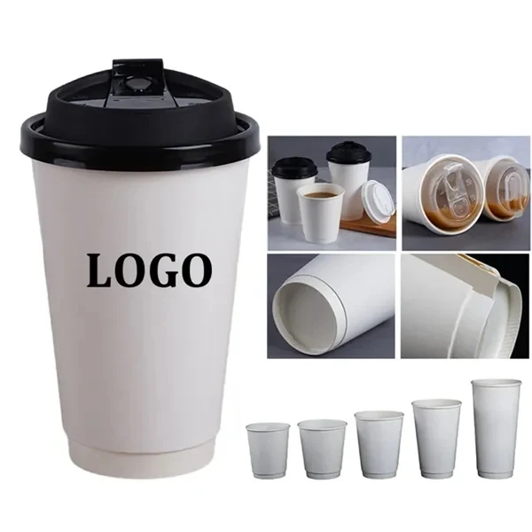 Custom 16 oz Disposable Coffee Cup with Lid — Double Wall Beverage Container 1