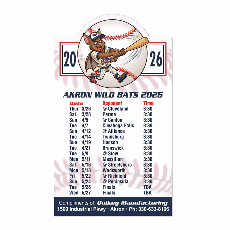 20 Mil Baseball Schedule Magnet - Full Color