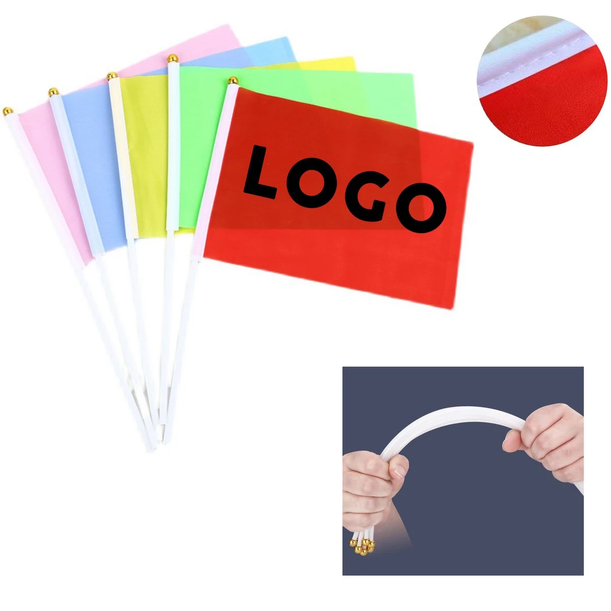 Custom Printed Full Color Mini Rainbow Hand Flags 1