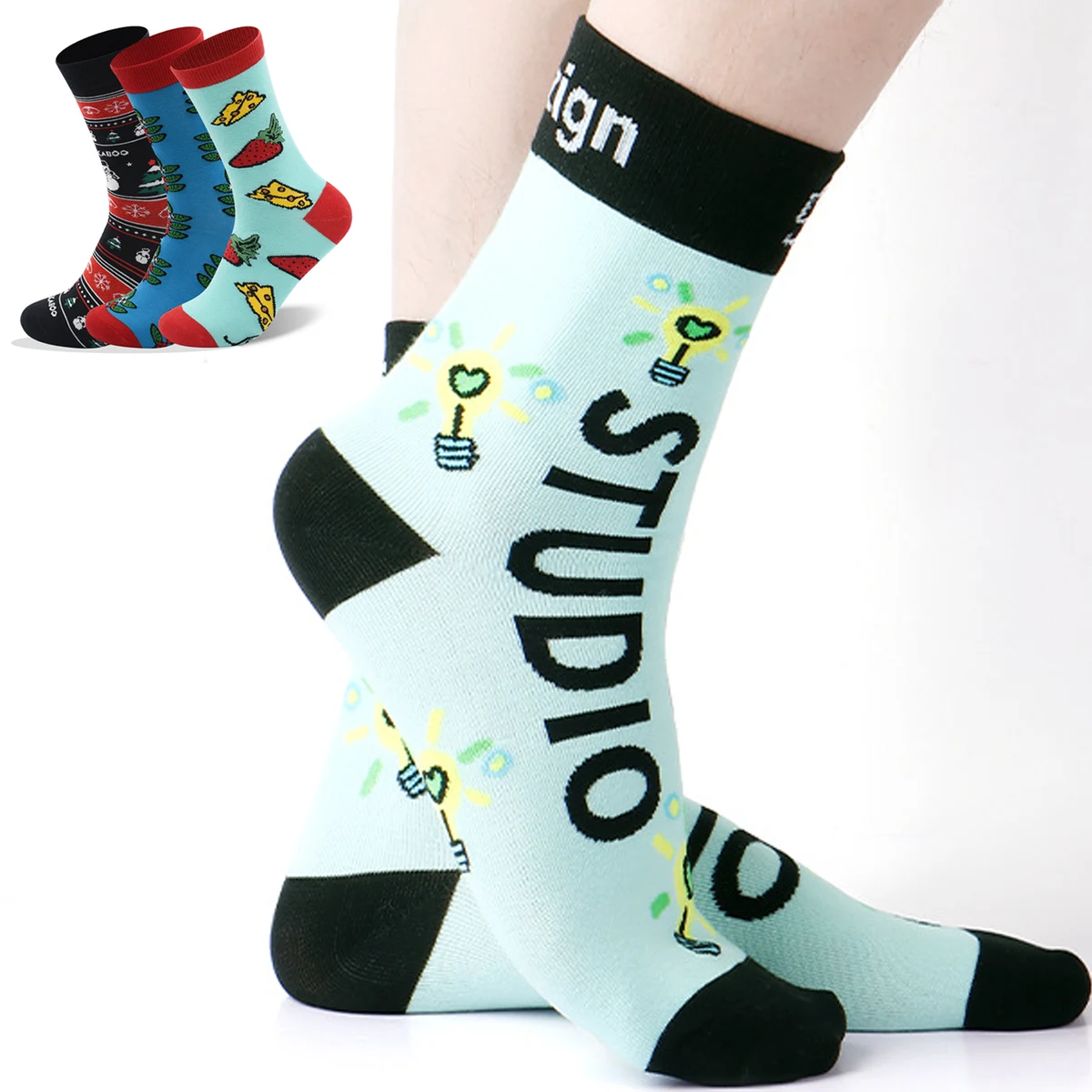 Bespoke Jacquard Weave Crew Socks 1