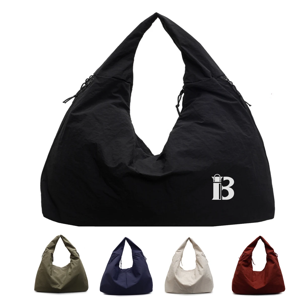 Large Nylon Slouchy Hobo Tote Bag 1