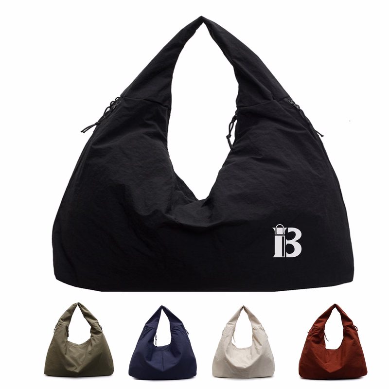 Large Nylon Slouchy Hobo Tote Bag