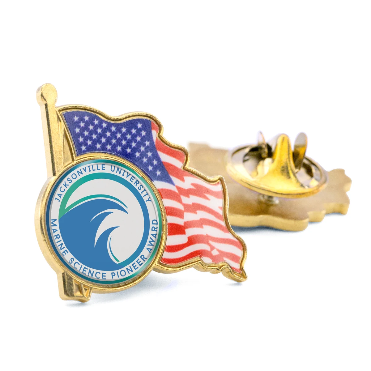 American Flag Lapel Pin w/ Custom Logo - Made in USA 1