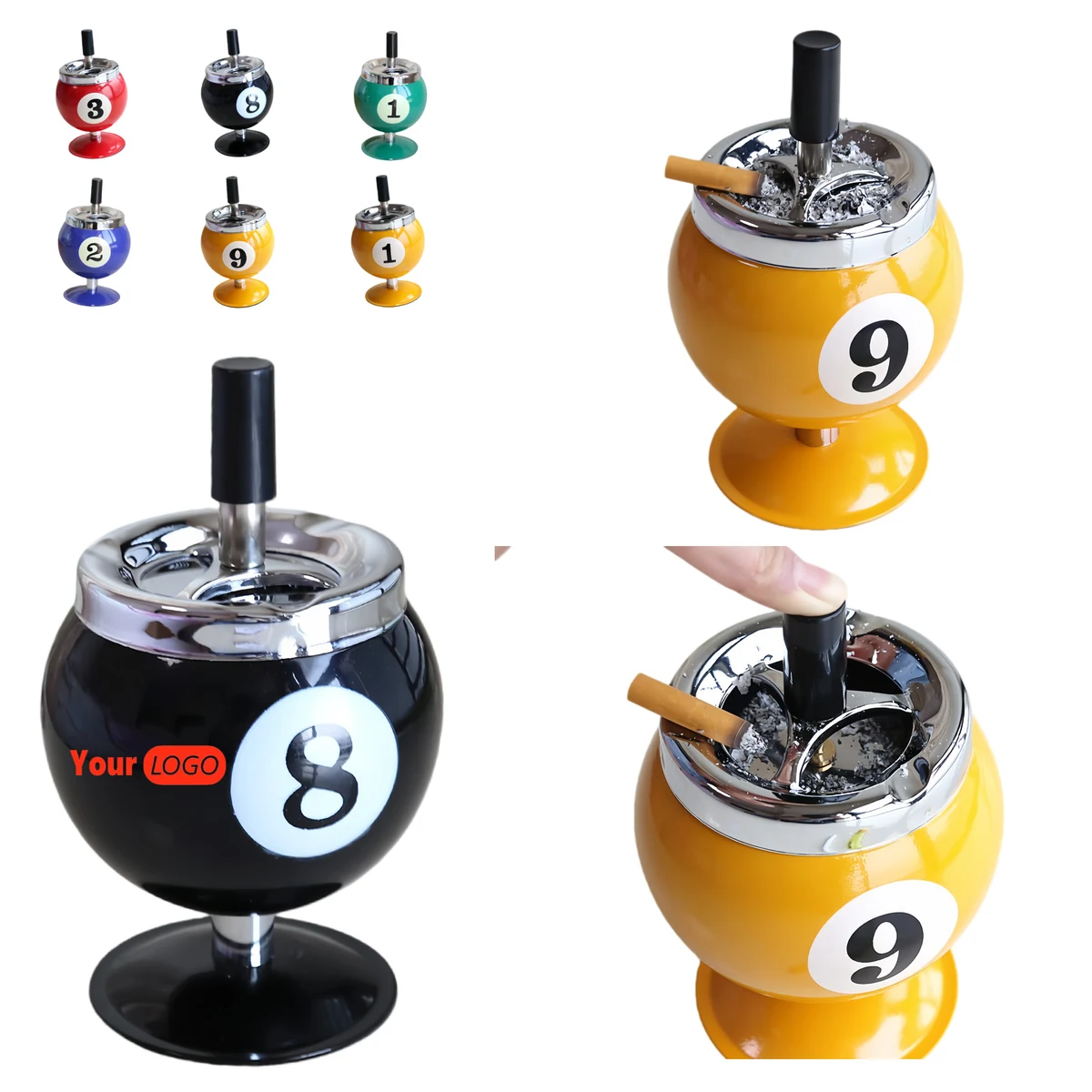 Covered Smokeless Spherical Metal Ashtray 1