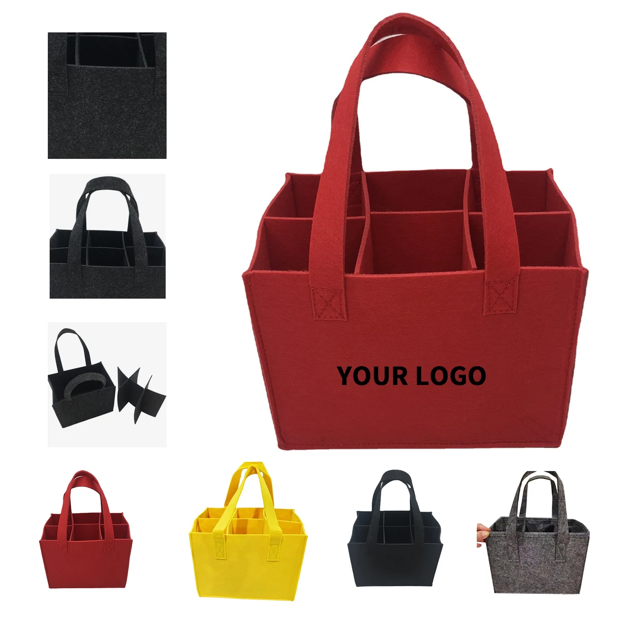Six Compartment Non Woven Wine Carrier Tote With Divider 1