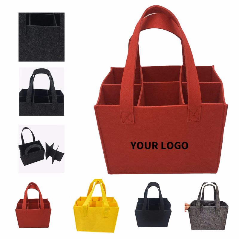 Six Compartment Non Woven Wine Carrier Tote With Divider