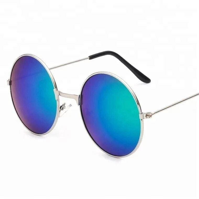 Metal Round Sunglasses with Color Mirror Lens 1