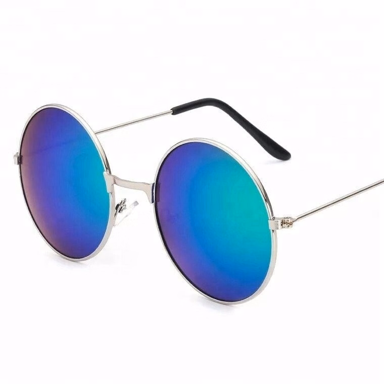 Metal Round Sunglasses with Color Mirror Lens