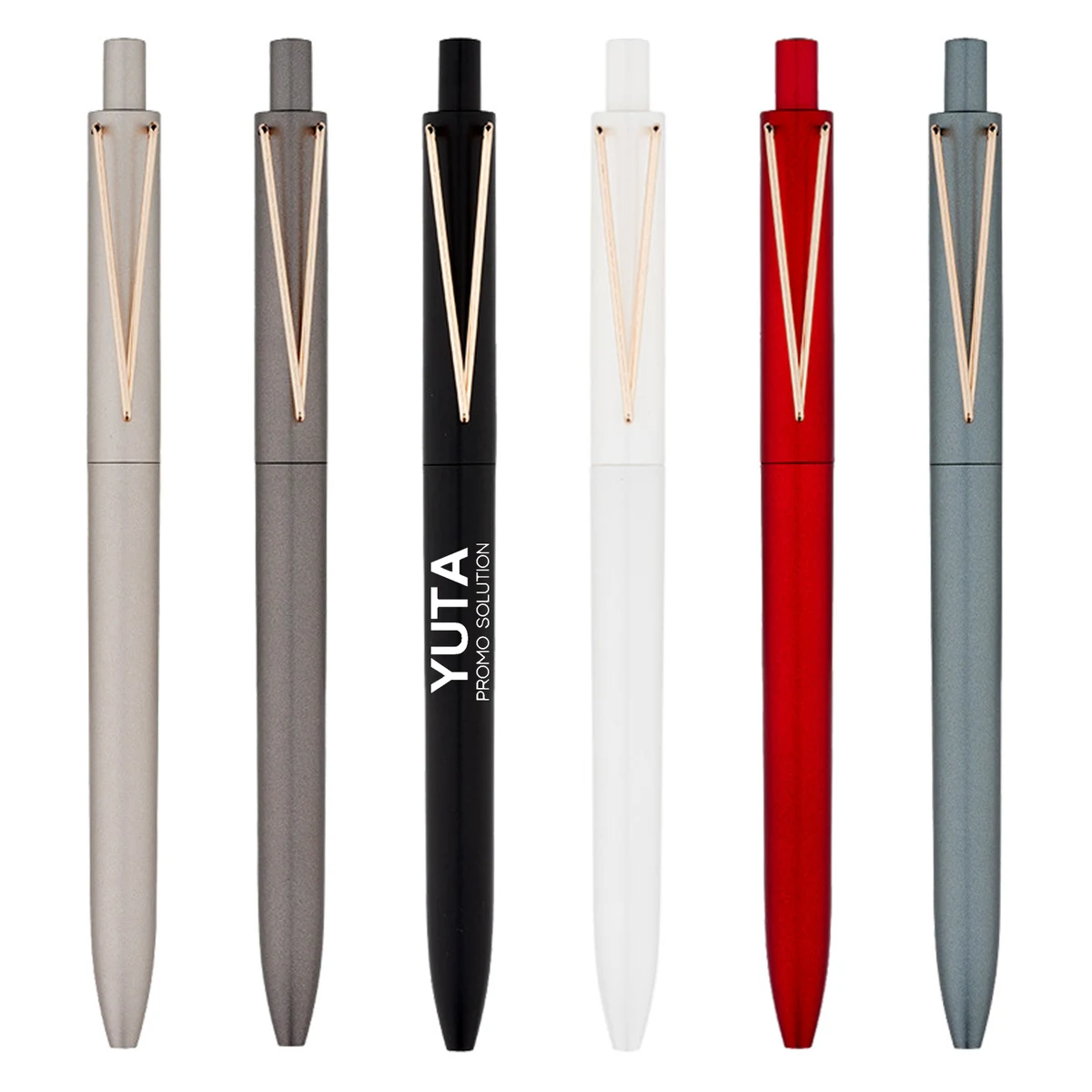 Plastic V Shape Metal Clip Retractable Ballpoint Pen, custom pen with logo imprint 1